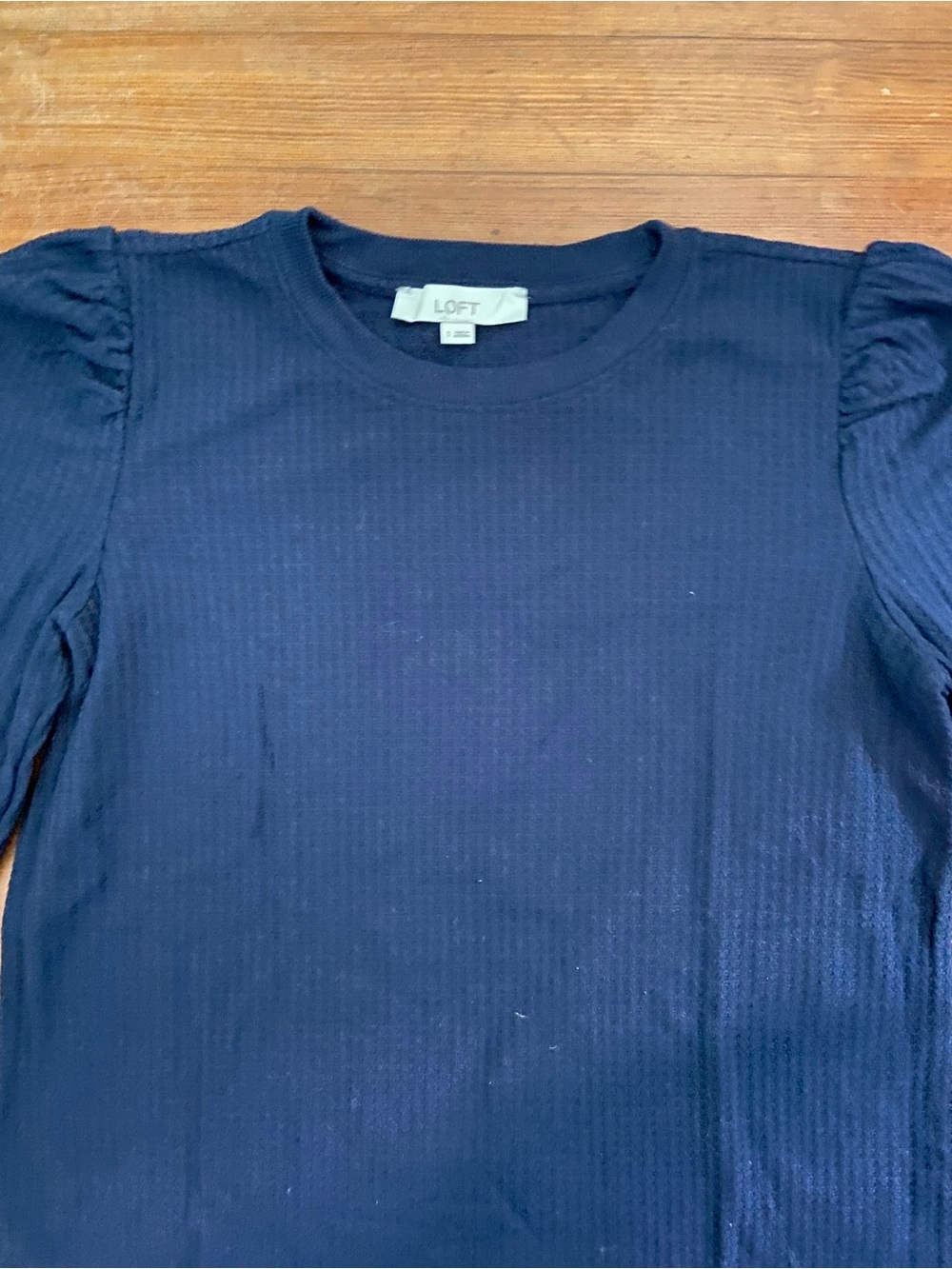 Loft Navy Ribbed Pullover Sweater - Picture 2 of 3